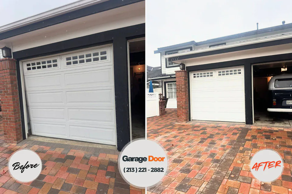 Before and after: garage door repair Frontenac, KS